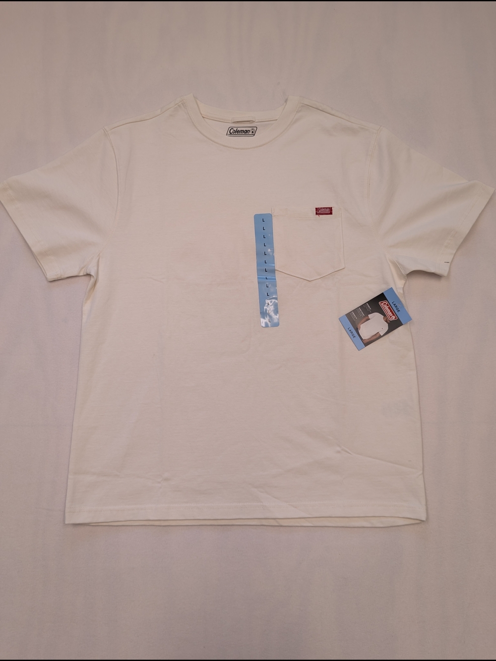 Coleman Men’s Off-White Pocket Tee with Red Logo Tab